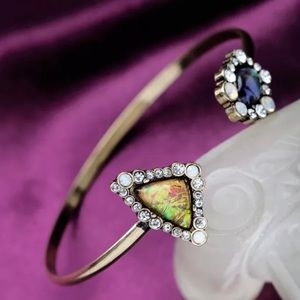 Faux Gemstone Goldtone Dazzle Fashion Cuff